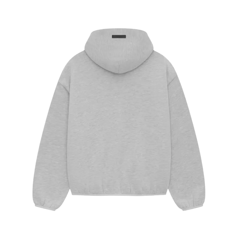 Fear of God Essentials NBA Hoodie svetlo sivá, pohľad zozadu.