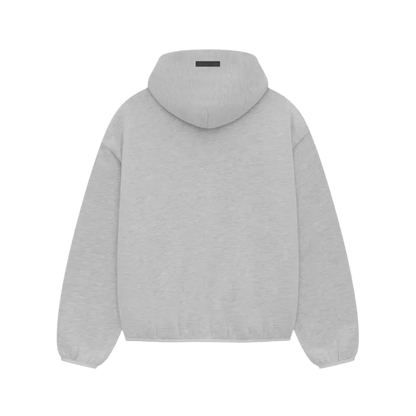 Fear of God Essentials NBA Hoodie svetlo sivá, pohľad zozadu.