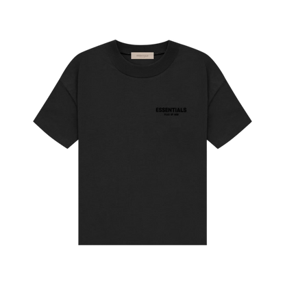 Fear of God Essentials Tee Stretch Limo čierne s rubberized logom, pohľad spredu