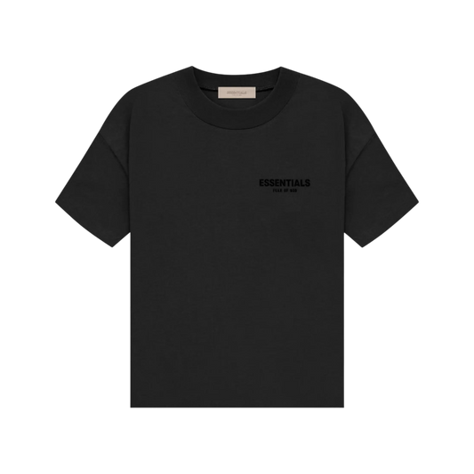 Fear of God Essentials Tee Stretch Limo čierne s rubberized logom, pohľad spredu
