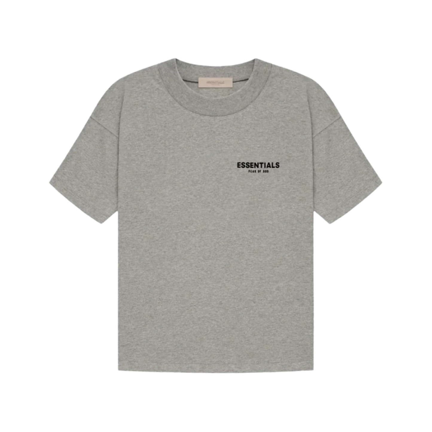 Fear of God Essentials Tee Dark Oatmeal taupe s rubberized logom, pohľad spredu
