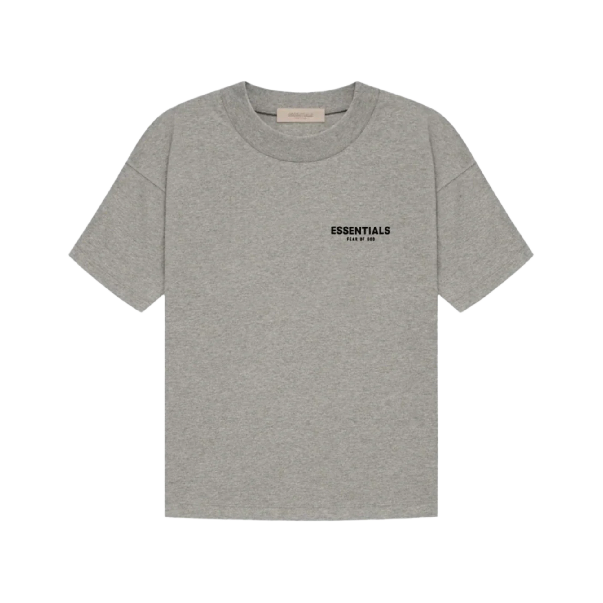 Fear of God Essentials Tee Dark Oatmeal taupe s rubberized logom, pohľad spredu