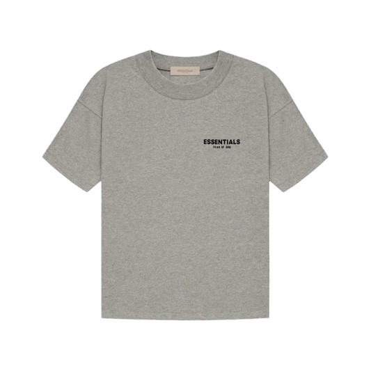 Fear of God Essentials Tee Dark Oatmeal taupe s rubberized logom, pohľad spredu