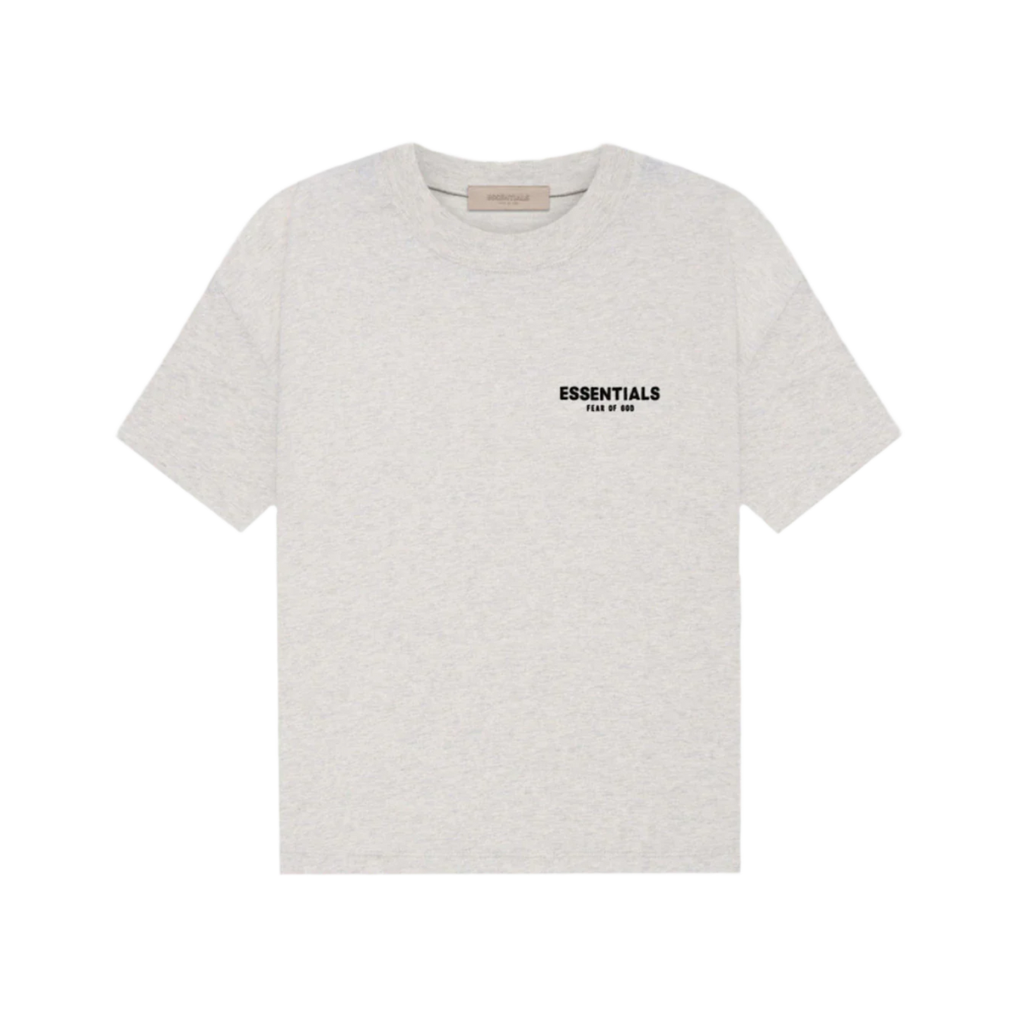 Fear of God Essentials Tee Light Oatmeal krémové s rubberized logom, pohľad spredu