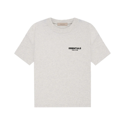 Fear of God Essentials Tee Light Oatmeal krémové s rubberized logom, pohľad spredu