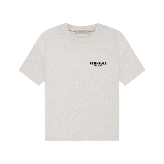 Fear of God Essentials Tee Light Oatmeal krémové s rubberized logom, pohľad spredu