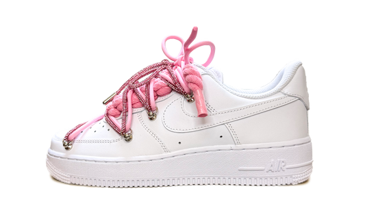 Nike Air Force 1 Low White Double Rope Laces Glitter Pink