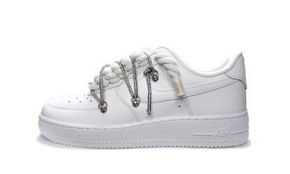 Nike Air Force 1 Low White Double Rope Laces White Silver