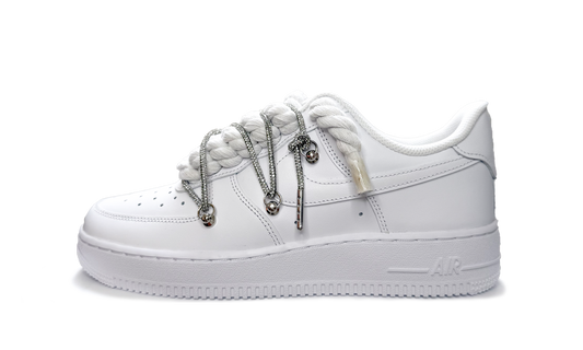 Nike Air Force 1 Low White Double Rope Laces White Silver