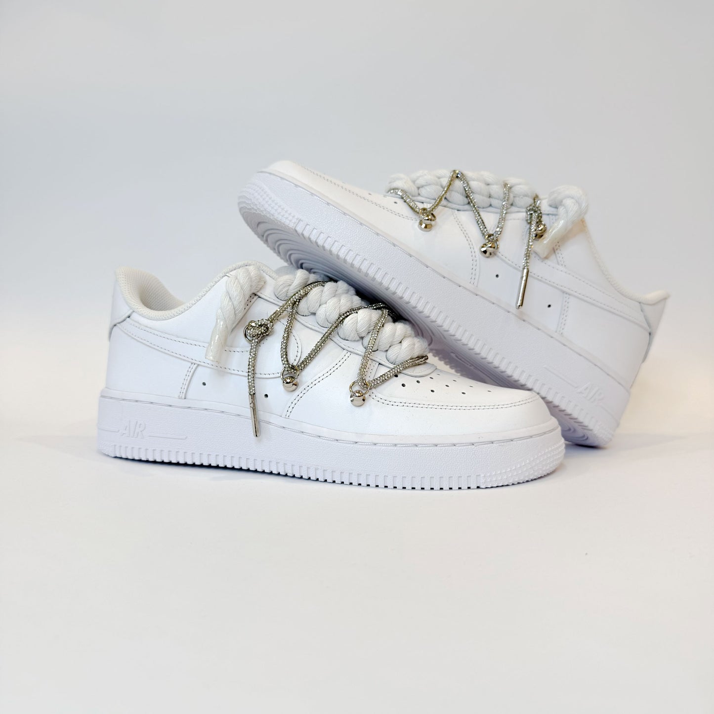 Nike Air Force 1 Low White Double Rope Laces White Silver