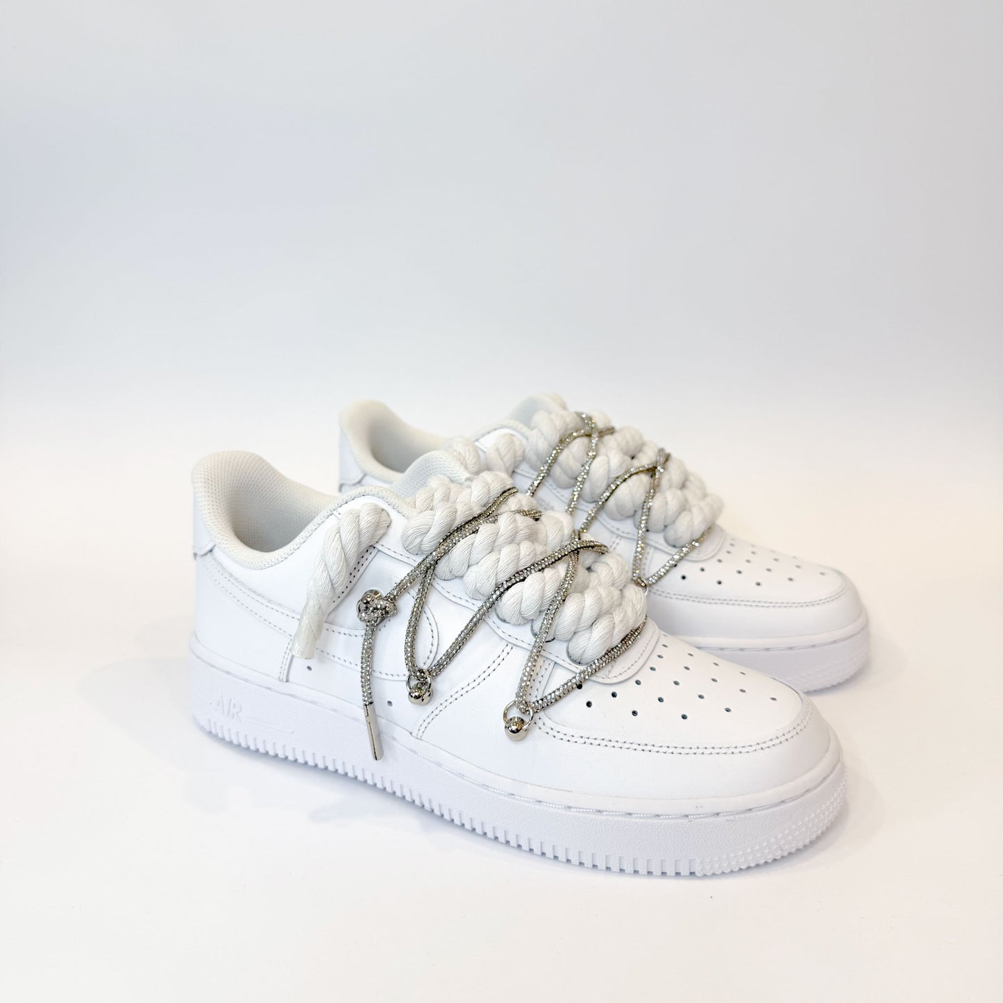 Nike Air Force 1 Low White Double Rope Laces White Silver