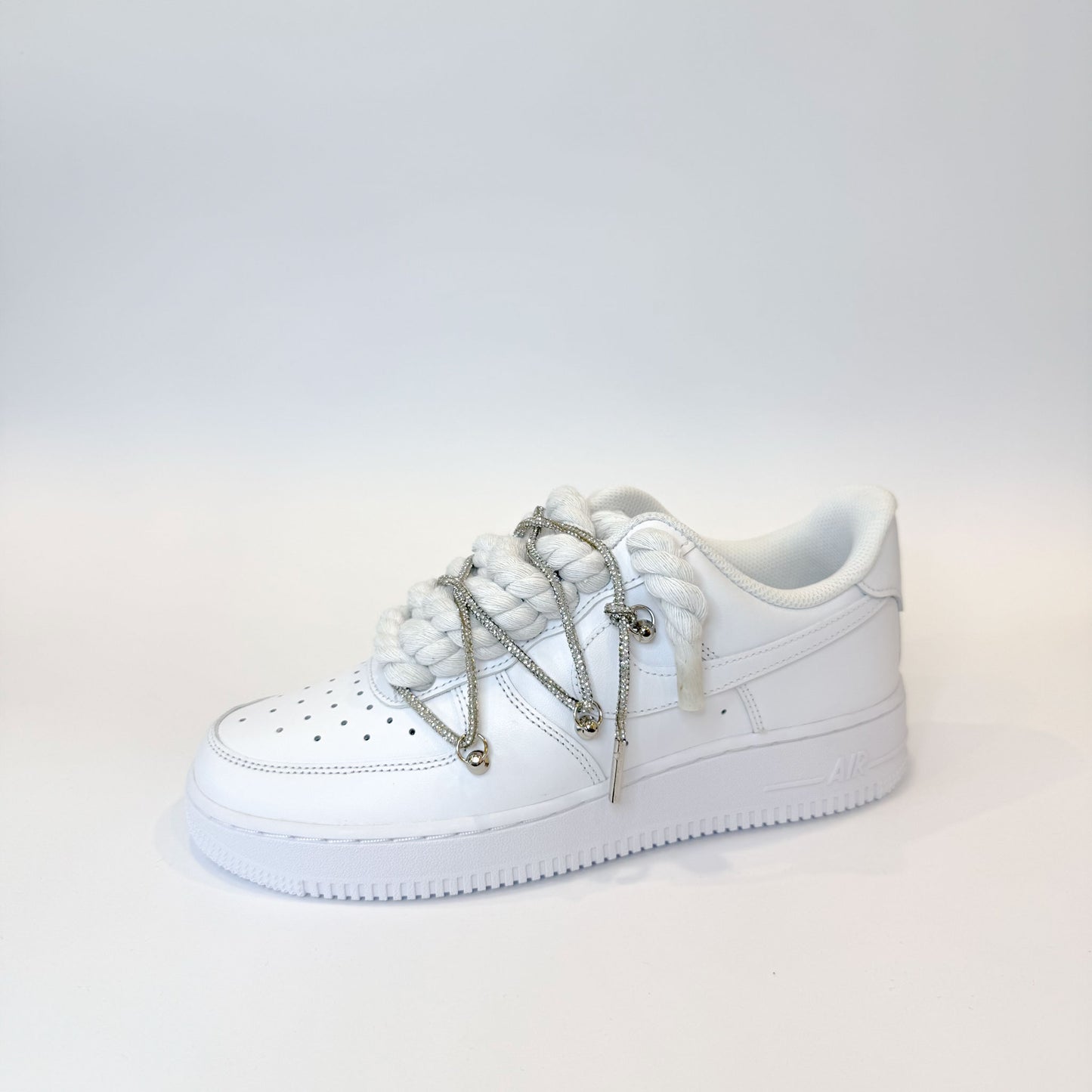 Nike Air Force 1 Low White Double Rope Laces White Silver