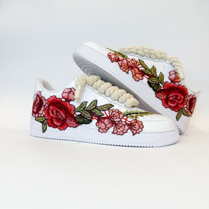 Nike Air Force 1 Low White Red Rose - Béžové Rope Šnúrky