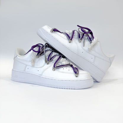 Nike Air Force 1 Low White Double Rope Laces Glitter Purple