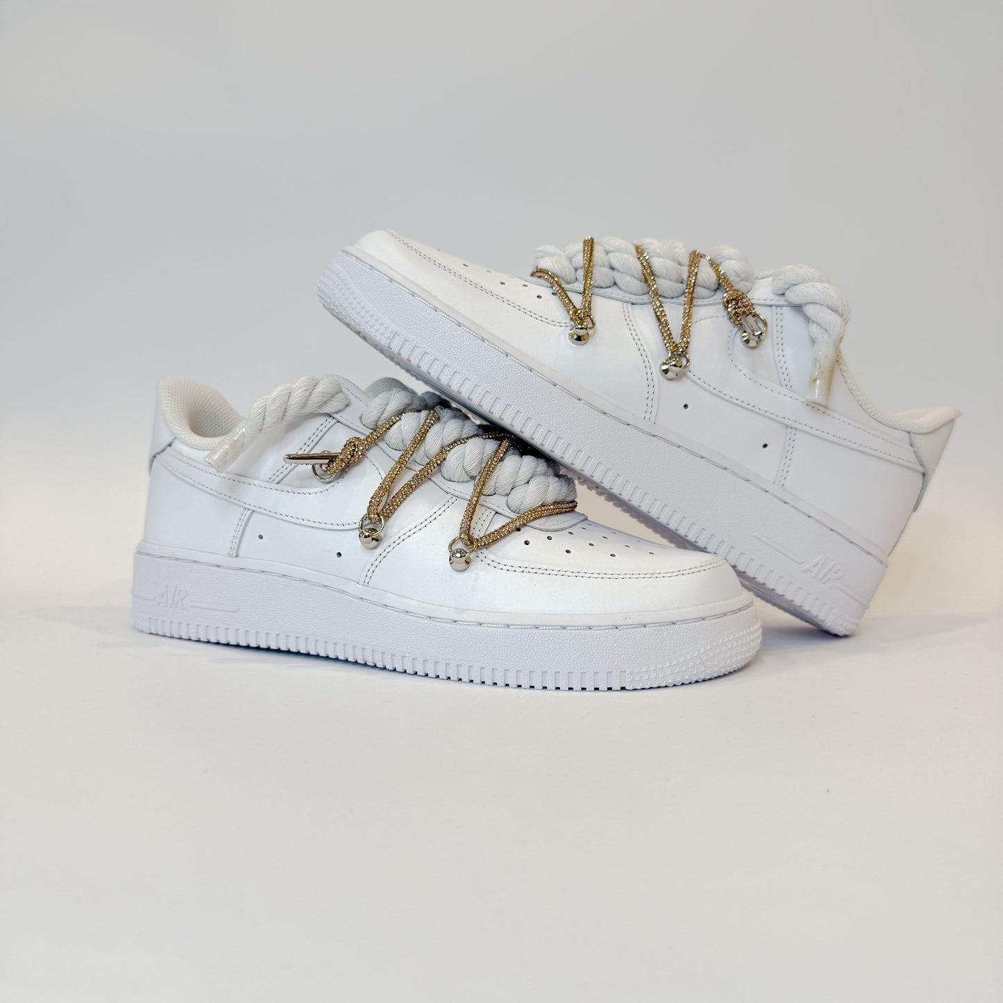 Nike Air Force 1 Low White Double Rope Laces White Gold