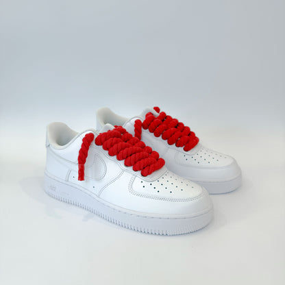 Nike Air Force 1 Low White - Červené Rope Šnúrky