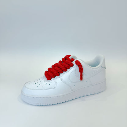 Nike Air Force 1 Low White - Červené Rope Šnúrky