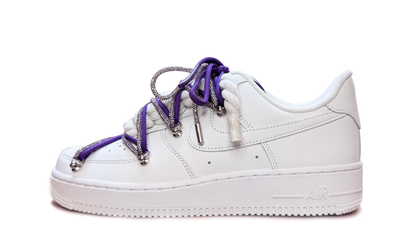 Nike Air Force 1 Low White Double Rope Laces Glitter Purple