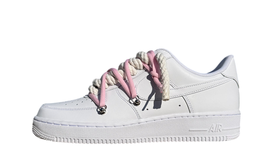Nike Air Force 1 Low White Double Rope Laces White Pink