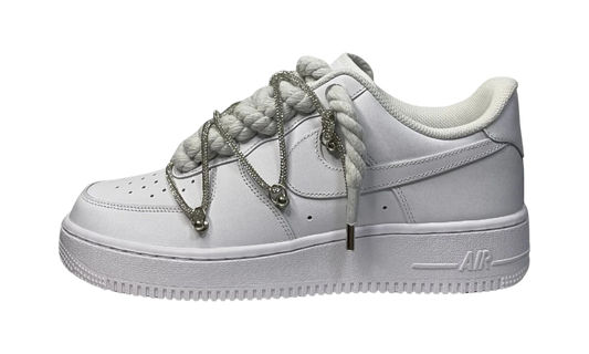 Nike Air Force 1 Low White Double Rope Laces White Silver