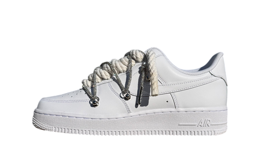Nike Air Force 1 Low White Double Rope Laces White Silver