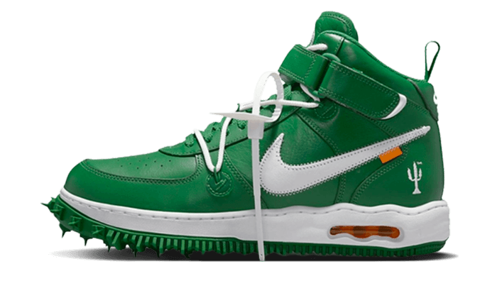 Nike Off-White Air Force 1 Mid SP Pine Green zelené, pohľad z boku