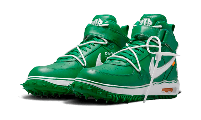 Nike Off-White Air Force 1 Mid SP Pine Green zelené, pohľad z vrchu spredu