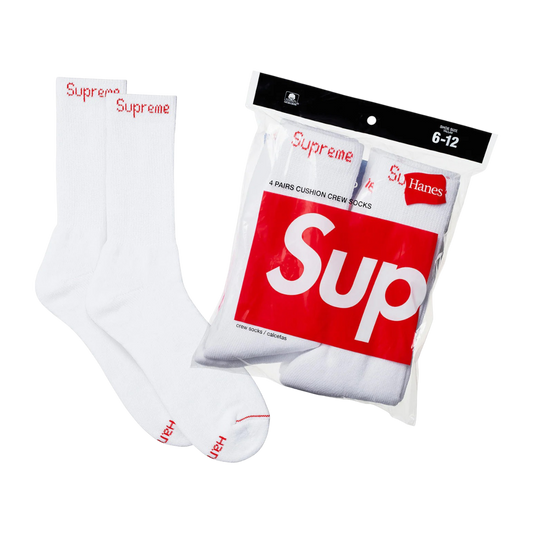 Supreme Hanes Crew Ponožky Biele