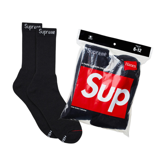Supreme Hanes Crew Ponožky Čierne