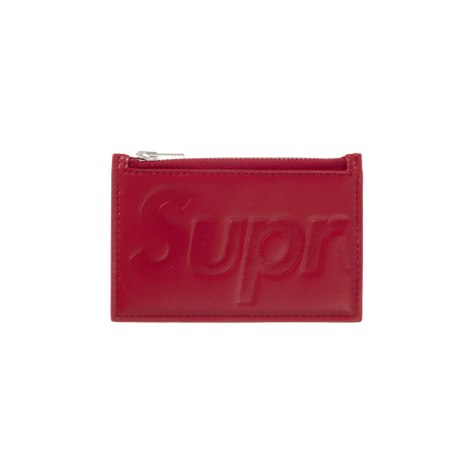 Supreme Leather Zip Card Holder Red