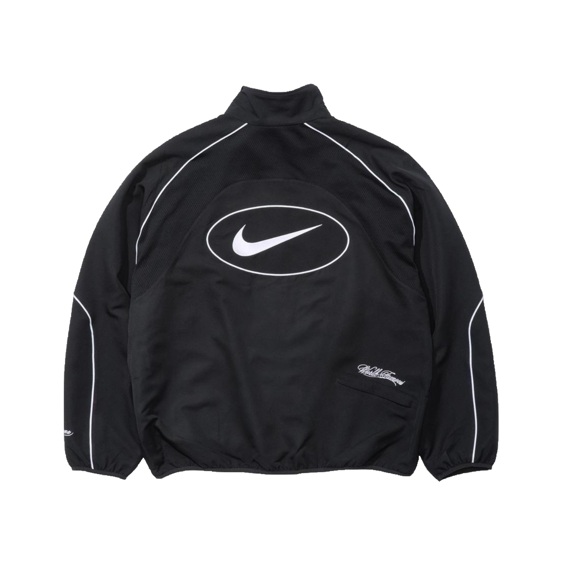 Supreme Nike Track Jacket Black - pohľad zozadu, oversized fit, elastický lem