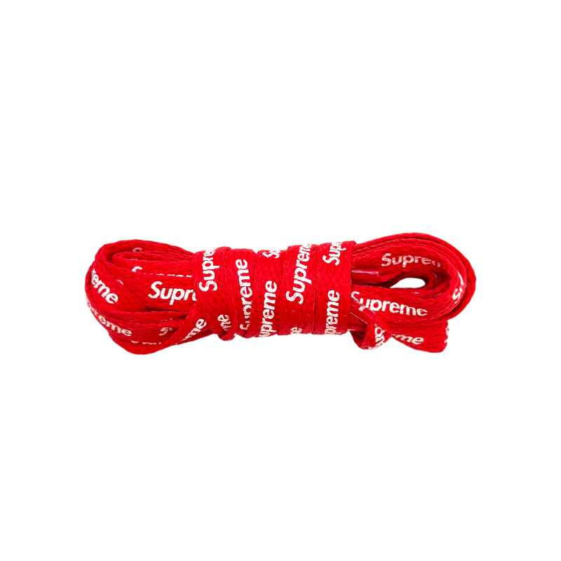 Supreme šnúrky červené s logom zviazaný pár