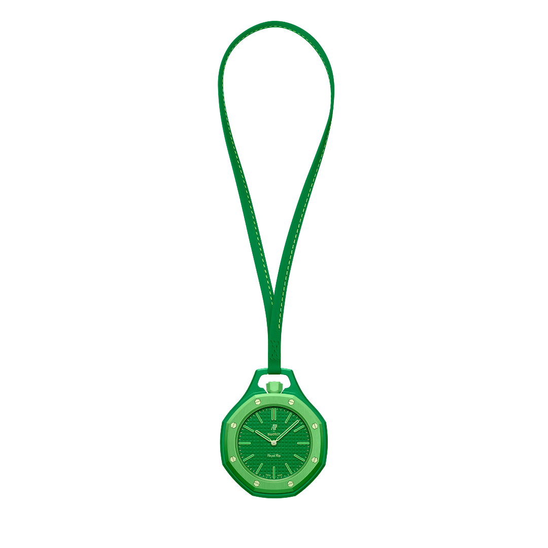 Swatch x Audemars Piguet Royal Pop Green Eight SSX03G100N celý pohľad so šnúrkou