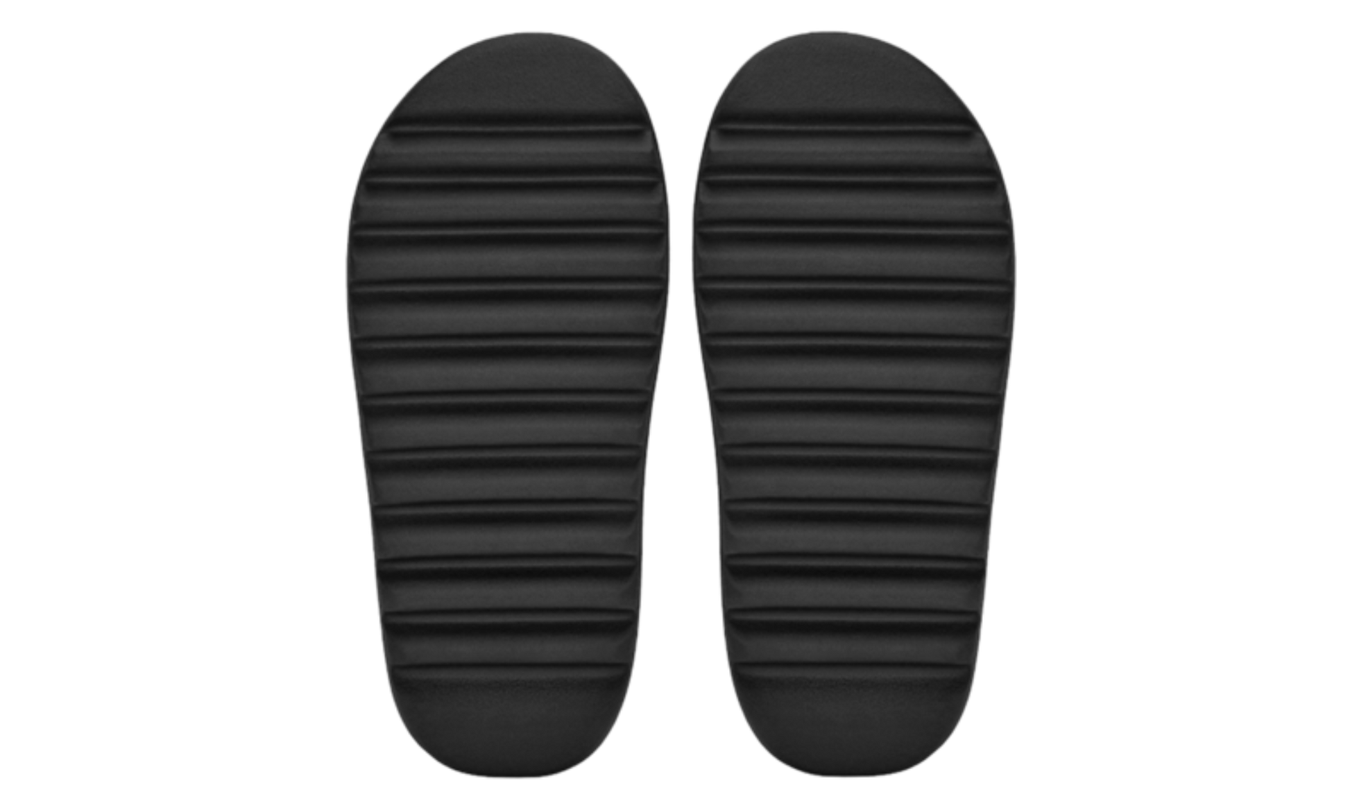 Šľapky Yeezy Slide čierne bez adidasu, pohľad zo spodu