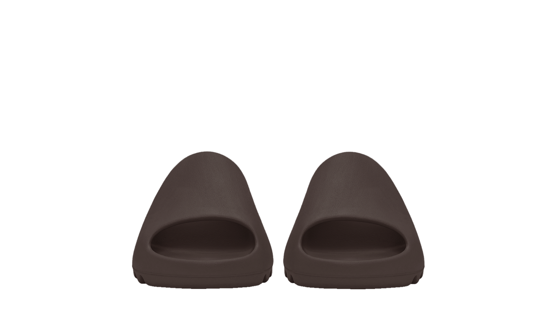 Šľapky Yeezy Slide hnedé bez adidasu, pohľad z predu