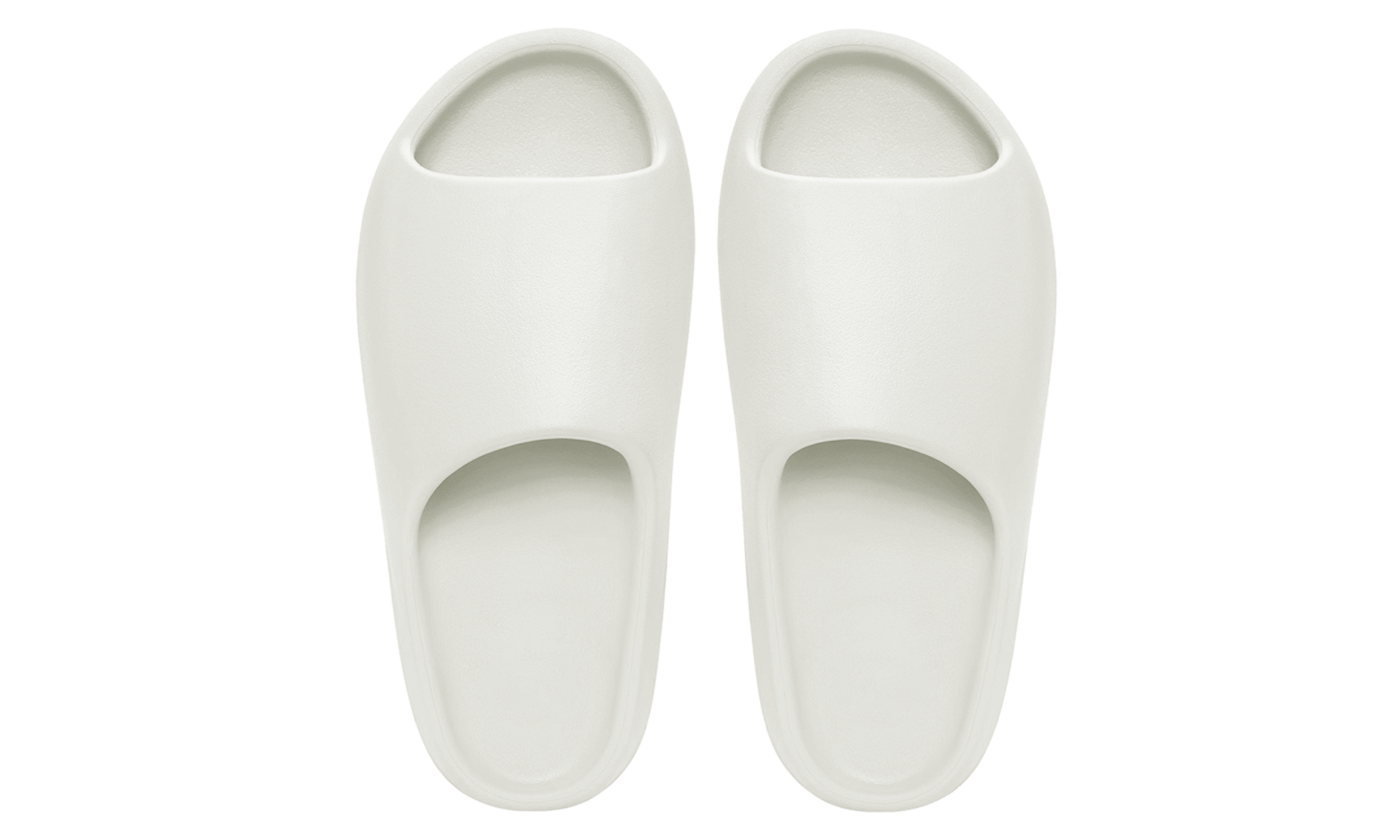 Šľapky Yeezy Slide biele bez adidasu, pohľad z vrchu