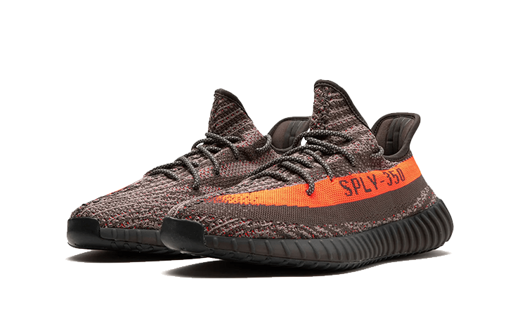 Tenisky Yeezy Boost 350 V2 sivo-oranžové, pohľad z uhla