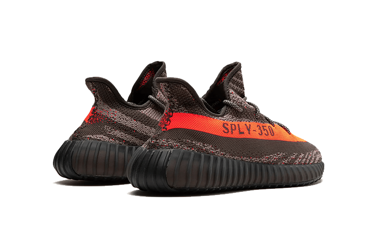 Tenisky Yeezy Boost 350 V2 sivo-oranžové, pohľad zo zadu