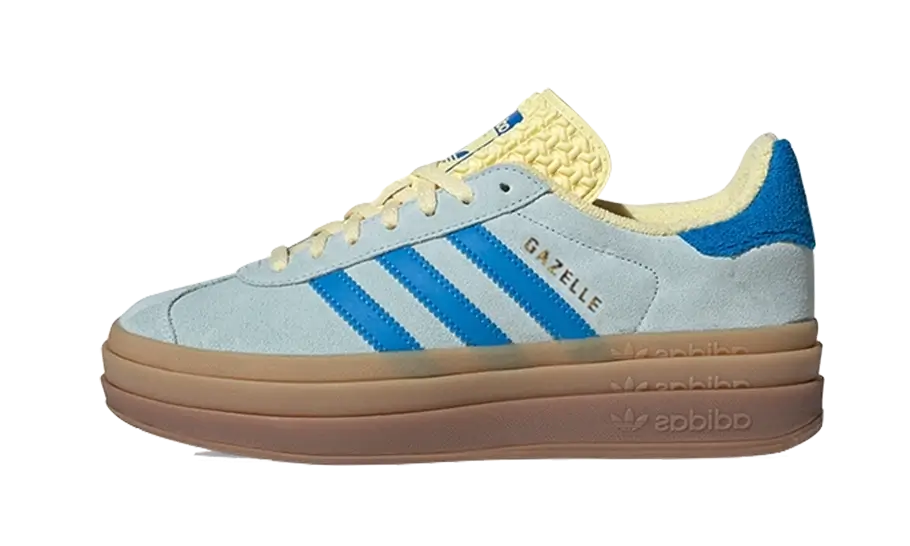 Tenisky adidas Gazelle Bold modro-žlté, pohľad z boku