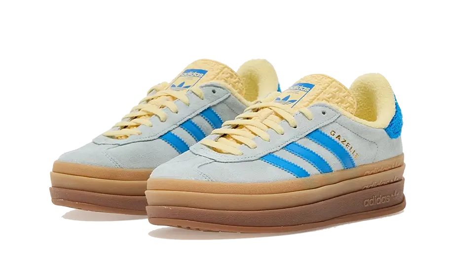 Tenisky adidas Gazelle Bold modro-žlté, pohľad z predu