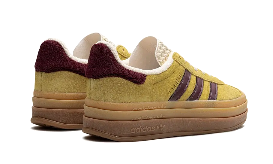 Tenisky adidas Gazelle Bold žlto-bordové, pohľad zo zadu