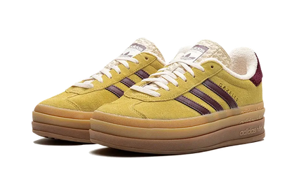 Tenisky adidas Gazelle Bold žlto-bordové, pohľad z predu