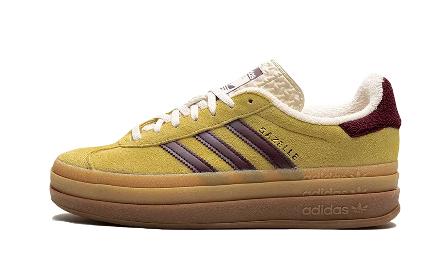 Tenisky adidas Gazelle Bold žlto-bordové, pohľad z boku