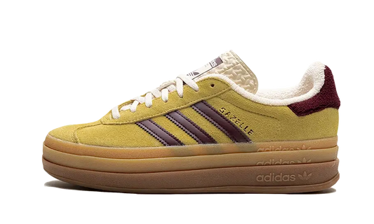 Tenisky adidas Gazelle Bold žlto-bordové, pohľad z boku