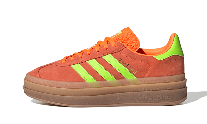 Tenisky adidas Gazelle Bold oranžovo-zelené, pohľad z boku