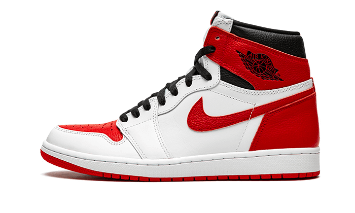 Tenisky Air Jordan 1 vysoké bielo-červené, pohľad z boku