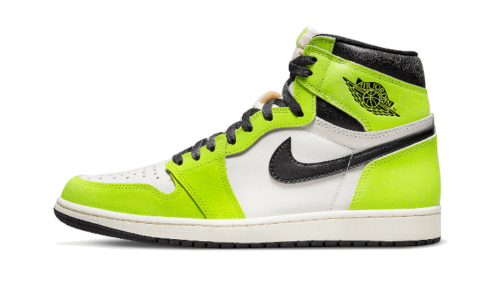 Tenisky Air Jordan 1 vysoké zeleno-bielo-čierne, pohľad z boku