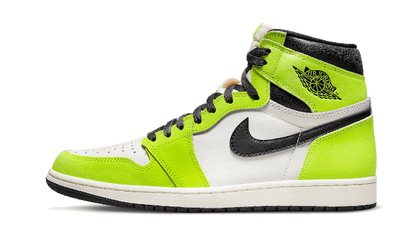 Tenisky Air Jordan 1 vysoké zeleno-bielo-čierne, pohľad z boku