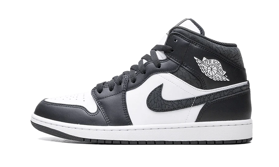 Tenisky Air Jordan 1 Mid čierno-bielo-sivé, pohľad z boku