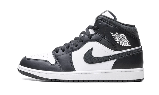 Tenisky Air Jordan 1 Mid čierno-bielo-sivé, pohľad z boku